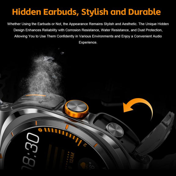 GT98 1.53 inch 2 in 1 Bluetooth Headphone IP67 Water-resistant Smart Watch Supports Blood Oxygen Monitoring(Black Orange)