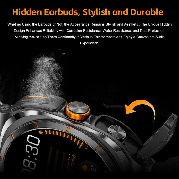 GT98 1.53 inch 2 in 1 Bluetooth Headphone IP67 Waterproof Smart Watch Supports Blood Oxygen Monitoring(Silver Orange) - free shipping - PMC TechLife - Order now!