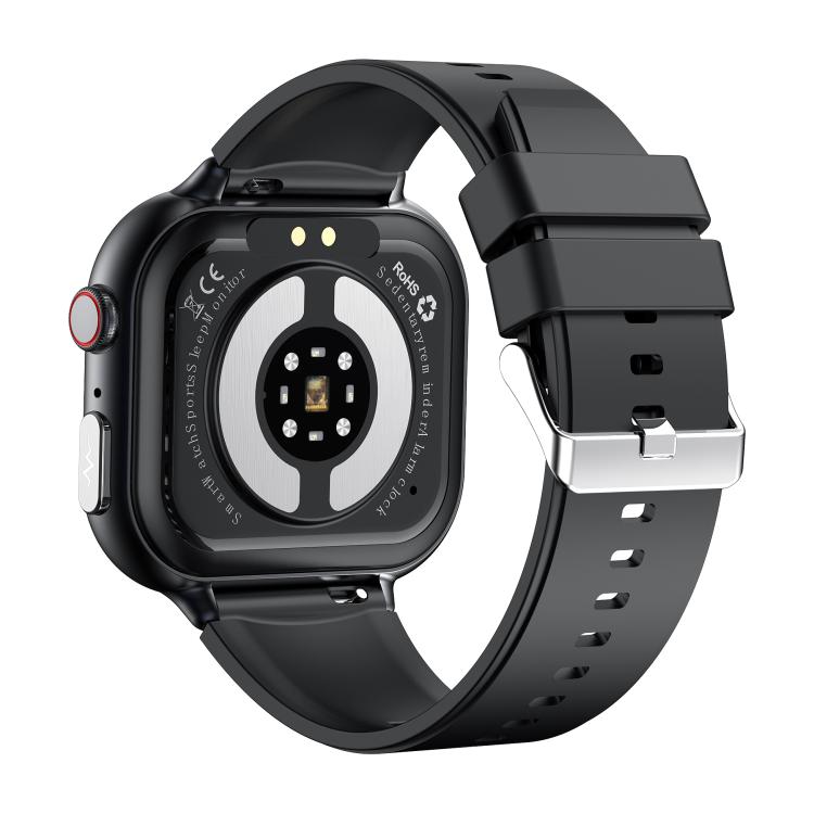 TK17 1.91 inch Horizontal Screen Silicone Strap Smart Watch Supports ECG Electrocardiogram(Black)