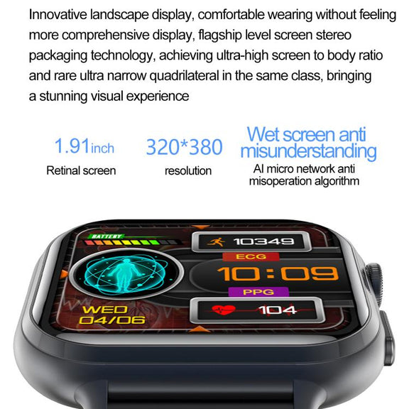 TK17 1.91 inch Horizontal Screen Leather Strap Smart Watch Supports ECG Electrocardiogram(Brown)