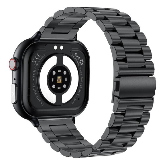 TK17 1.91 inch Horizontal Screen Steel Strap Smart Watch Supports ECG Electrocardiogram(Black)