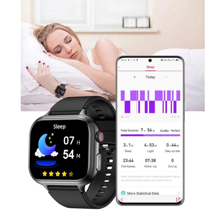 TK17 1.91 inch Horizontal Screen Steel Strap Smart Watch Supports ECG Electrocardiogram(Black) - free shipping - PMC TechLife - Order now!