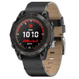 For Garmin Watch 22mm Stitched Genuine Leather Quick Release Watch Band(Black Silver) - free shipping - PMC TechLife - Order now!