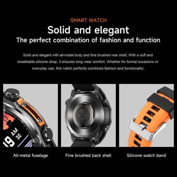 HD300 1.43 inch AMOLED Screen Silicone Strap Sports Smart Watch Supports Blood Oxygen Detection(Orange)