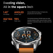 HD300 1.43 inch AMOLED Screen Silicone Strap Sports Smart Watch Supports Blood Oxygen Detection(Black)