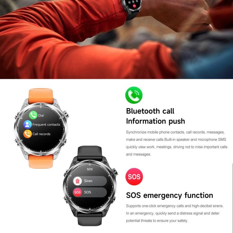 HD300 1.43 inch AMOLED Screen Silicone Strap Sports Smart Watch Supports Blood Oxygen Detection(Orange)