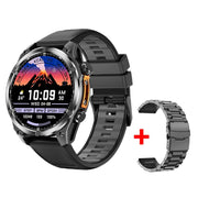 HD300 1.43 inch AMOLED Screen Dual Straps Sports Smart Watch Supports Blood Oxygen Detection(Black Silicone Strap + Black Steel Strap)