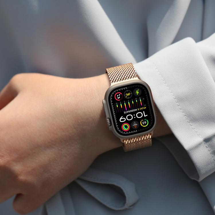 For Apple Watch 46mm / 49mm / 45mm / 44mm DUX DUCIS Milanese Air Series Stainless Steel Magnetic Watch Strap(Rose Gold) - free shipping - PMC TechLife - Order now!