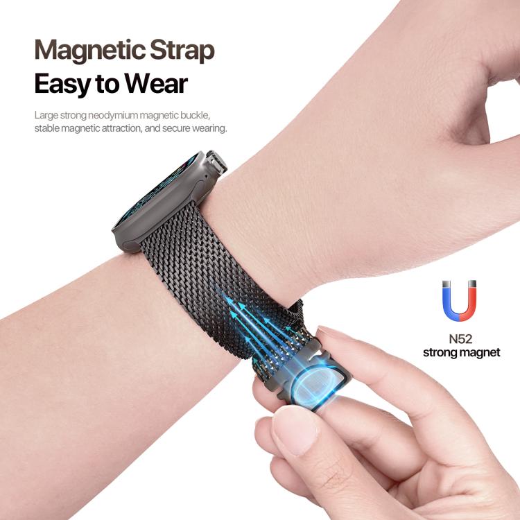 For Apple Watch 42mm / 41mm / 40mm / 38mm DUX DUCIS Milanese Air Series Stainless Steel Magnetic Watch Strap(Gun Grey) - free shipping - PMC TechLife - Order now!