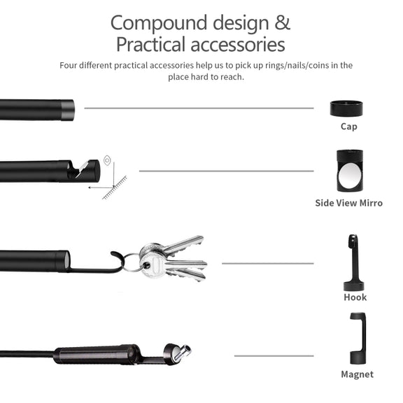 5.5mm 1080P IP68 Water-resistant 4.3 inch Screen Single Camera Digital Endoscope, Line Length:5m