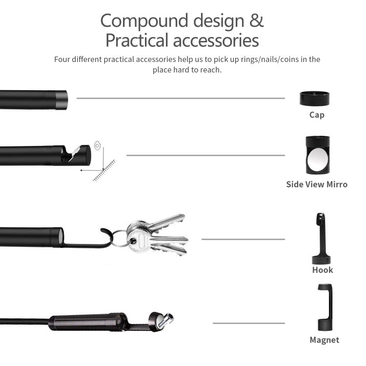 5.5mm 1080P IP68 Water-resistant 4.3 inch Screen Single Camera Digital Endoscope, Line Length:5m