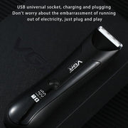 VGR V-951 IPX5 LED Digital Display Portable Light USB Hair Clipper(Black)