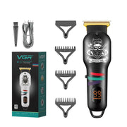 VGR V-971 Graffiti Design LED Digital Display USB Electric Hair Clipper(Black)