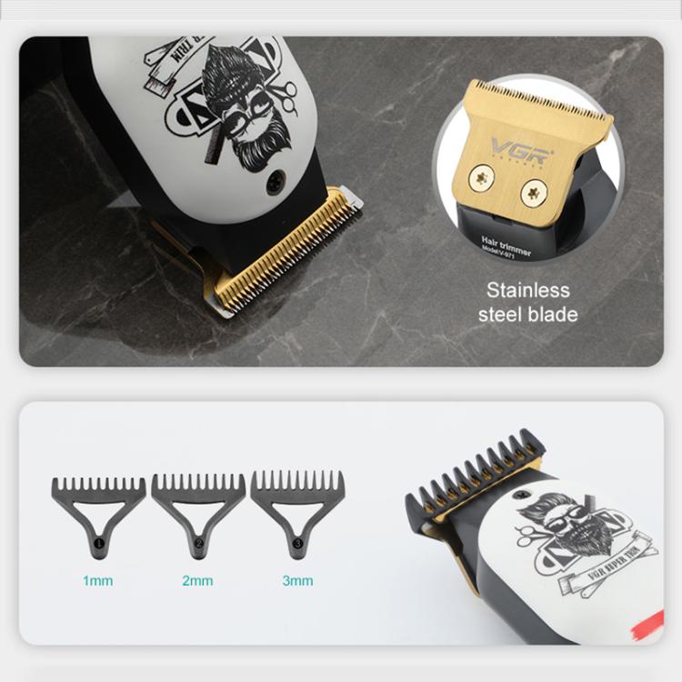 VGR V-971 Graffiti Design LED Digital Display USB Electric Hair Clipper(White)
