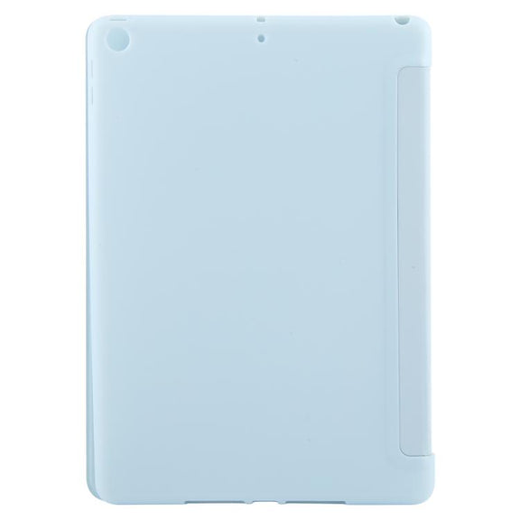 For iPad 10.2 2021 / 2020 / 2019 GEBEI 3-folding Holder Shockproof Flip Leather Tablet Case(Sky Blue)