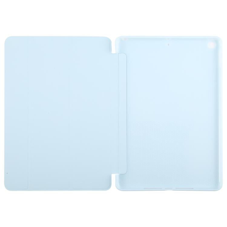 For iPad 10.2 2021 / 2020 / 2019 GEBEI 3-folding Holder Shockproof Flip Leather Tablet Case(Sky Blue)