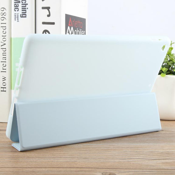 For iPad 10.2 2021 / 2020 / 2019 GEBEI 3-folding Holder Shockproof Flip Leather Tablet Case(Sky Blue)