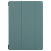 For iPad 10.2 2021 / 2020 / 2019 GEBEI 3-folding Holder Shockproof Flip Leather Tablet Case(Dark Green)