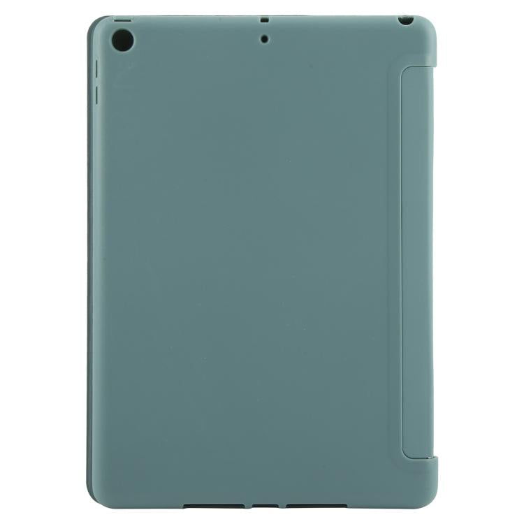 For iPad 10.2 2021 / 2020 / 2019 GEBEI 3-folding Holder Shockproof Flip Leather Tablet Case(Dark Green)