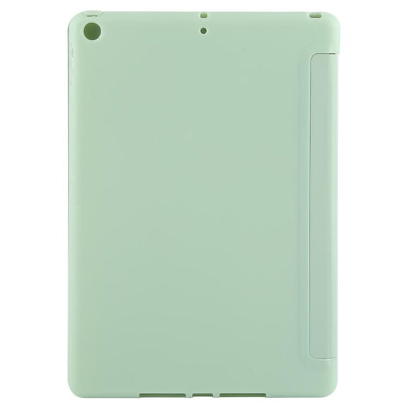 For iPad 10.2 2021 / 2020 / 2019 GEBEI 3-folding Holder Shockproof Flip Leather Tablet Case(Green)