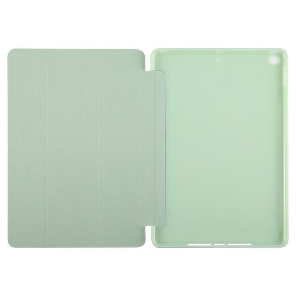 For iPad 10.2 2021 / 2020 / 2019 GEBEI 3-folding Holder Shockproof Flip Leather Tablet Case(Green)