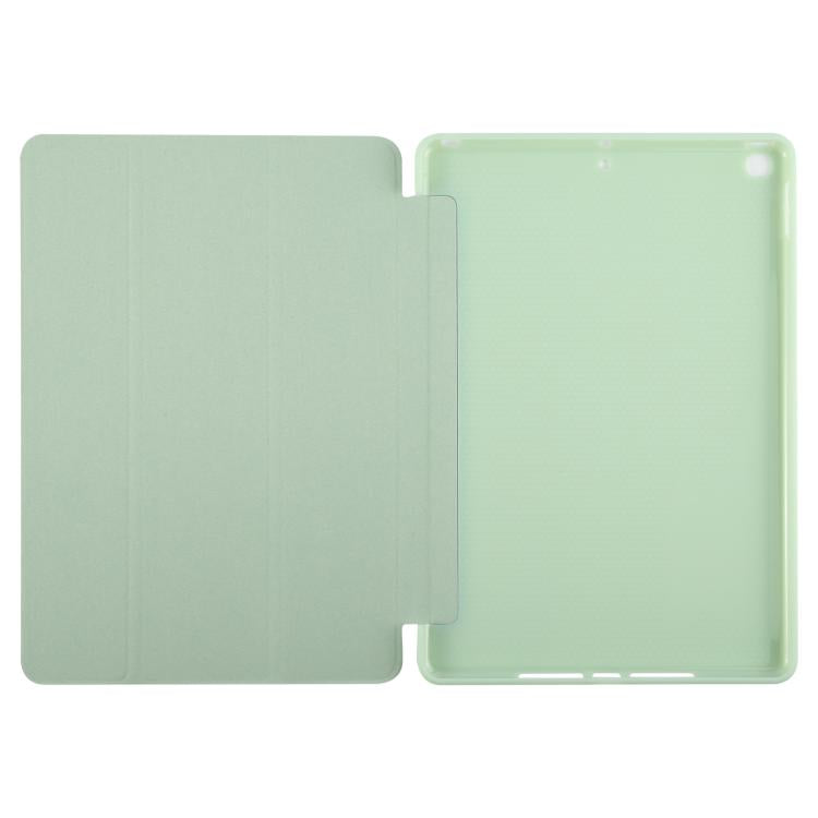 For iPad 10.2 2021 / 2020 / 2019 GEBEI 3-folding Holder Shockproof Flip Leather Tablet Case(Green)