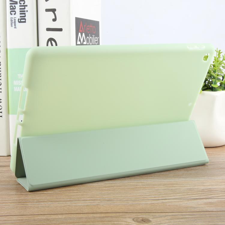 For iPad 10.2 2021 / 2020 / 2019 GEBEI 3-folding Holder Shockproof Flip Leather Tablet Case(Green)