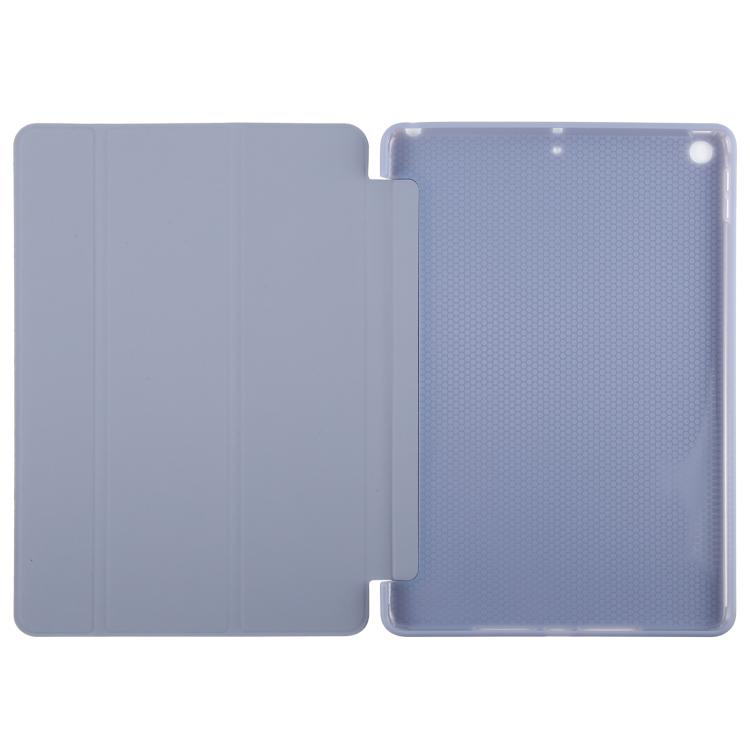For iPad 10.2 2021 / 2020 / 2019 GEBEI 3-folding Holder Shockproof Flip Leather Tablet Case(Lavender Purple)