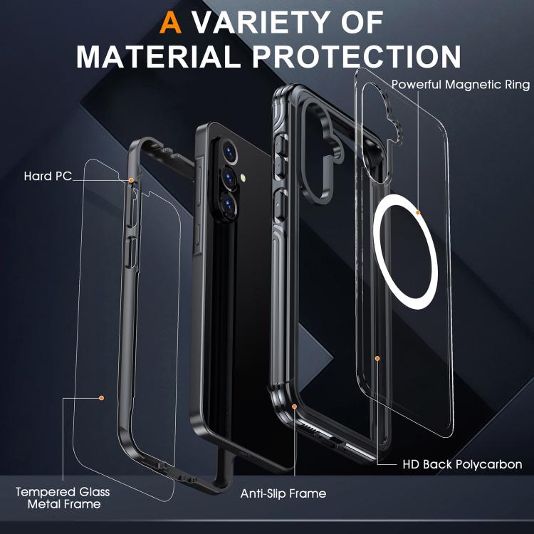 For Samsung Galaxy A36 / A56 RedPepper Tempered Glass MagSafe Phone Case(Black) - Galaxy Phone Cases by RedPepper | Online Shopping South Africa | PMC Jewellery | Buy Now Pay Later Mobicred