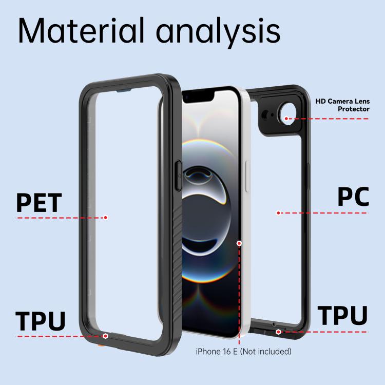 For iPhone 16e RedPepper Waterproof Phone Case(Black) - iPhone 16e Cases by RedPepper | Online Shopping South Africa | PMc TechLife | Buy Now Pay Later Mobicred