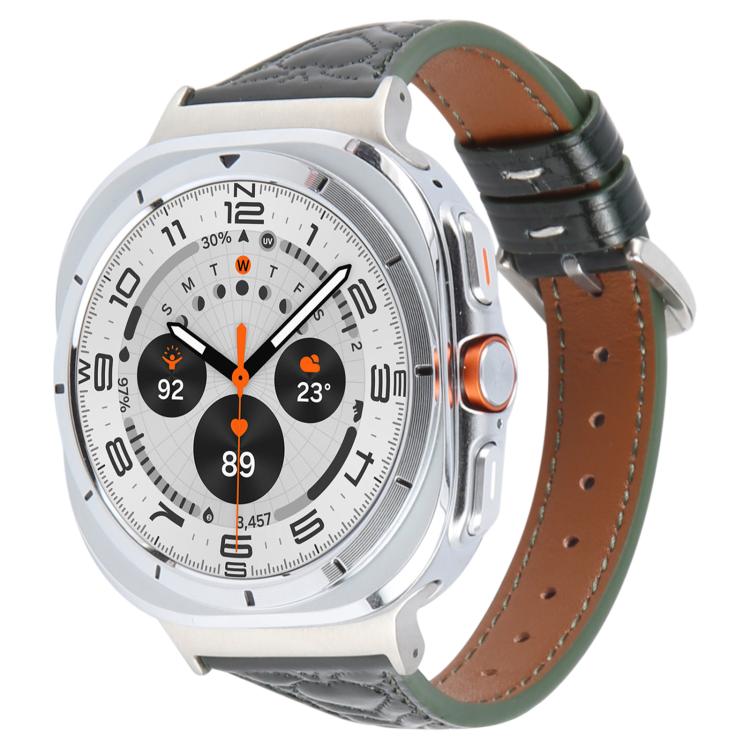 For Samsung Galaxy Watch Ultra 47mm Metal Connector Heart-Shaped Embossed Leather Watch Band(Forest Green) - Watch Bands by PMC TechLife | Online Shopping South Africa | PMC TechLife | Buy Now Pay Later Mobicred