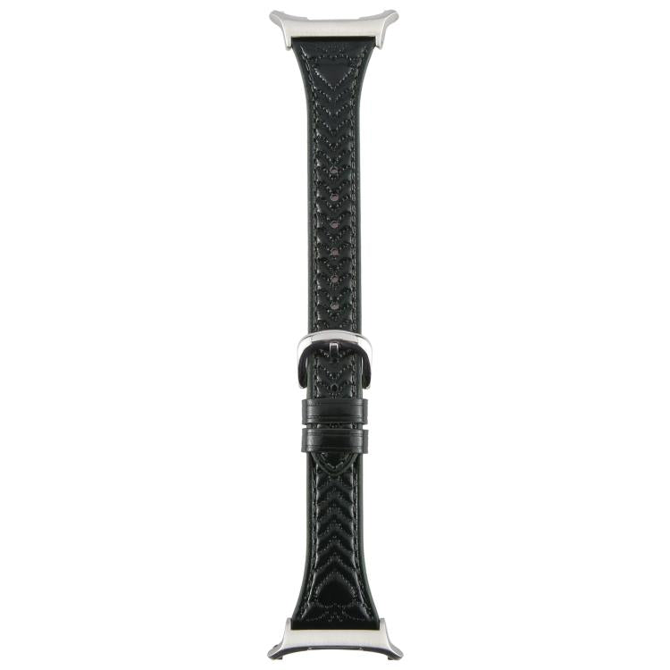 For Samsung Galaxy Watch Ultra 47mm Metal Connector Heart-Shaped Embossed Leather Watch Band(Forest Green)