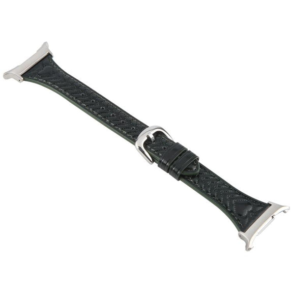 For Samsung Galaxy Watch Ultra 47mm Metal Connector Heart-Shaped Embossed Leather Watch Band(Forest Green)