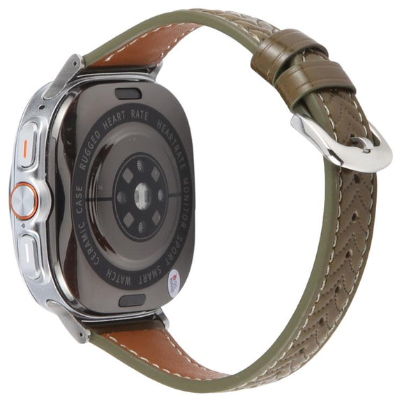 For Samsung Galaxy Watch Ultra 47mm Metal Connector Heart-Shaped Embossed Leather Watch Band(Retro Green)