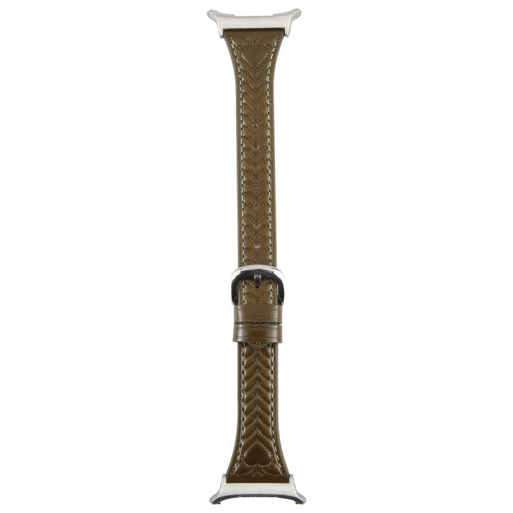 For Samsung Galaxy Watch Ultra 47mm Metal Connector Heart-Shaped Embossed Leather Watch Band(Retro Green)
