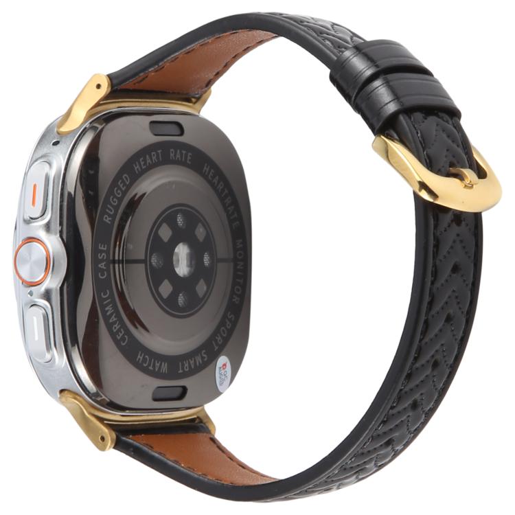 For Samsung Galaxy Watch Ultra 47mm / Ultra 2025 Metal Connector Heart-Shaped Embossed Leather Watch Band(Black)