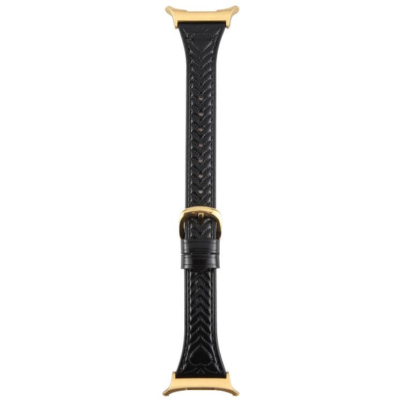 For Samsung Galaxy Watch Ultra 47mm / Ultra 2025 Metal Connector Heart-Shaped Embossed Leather Watch Band(Black)