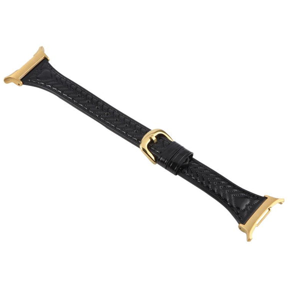 For Samsung Galaxy Watch Ultra 47mm / Ultra 2025 Metal Connector Heart-Shaped Embossed Leather Watch Band(Black)