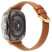 For Samsung Galaxy Watch Ultra 47mm Metal Connector Heart-Shaped Embossed Leather Watch Band(Brown)