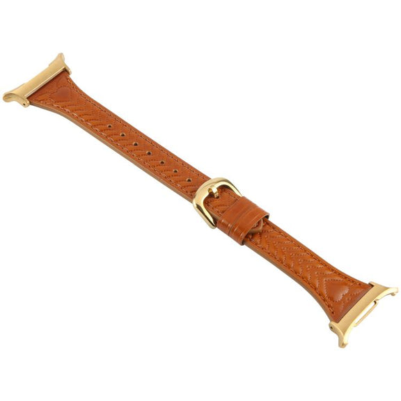 For Samsung Galaxy Watch Ultra 47mm Metal Connector Heart-Shaped Embossed Leather Watch Band(Brown)