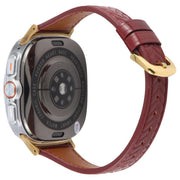 For Samsung Galaxy Watch Ultra 47mm / Ultra 2025 Metal Connector Heart-Shaped Embossed Leather Watch Band(Wine Red)