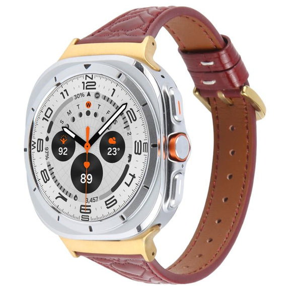 For Samsung Galaxy Watch Ultra 47mm / Ultra 2025 Metal Connector Heart-Shaped Embossed Leather Watch Band(Wine Red)
