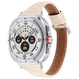 For Samsung Galaxy Watch Ultra 47mm Metal Connector Heart-Shaped Embossed Leather Watch Band(Apricot) - Watch Bands by PMC TechLife | Online Shopping South Africa | PMC TechLife | Buy Now Pay Later Mobicred