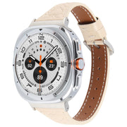 For Samsung Galaxy Watch Ultra 47mm Metal Connector Heart-Shaped Embossed Leather Watch Band(Apricot)