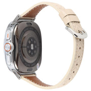 For Samsung Galaxy Watch Ultra 47mm Metal Connector Heart-Shaped Embossed Leather Watch Band(Apricot)