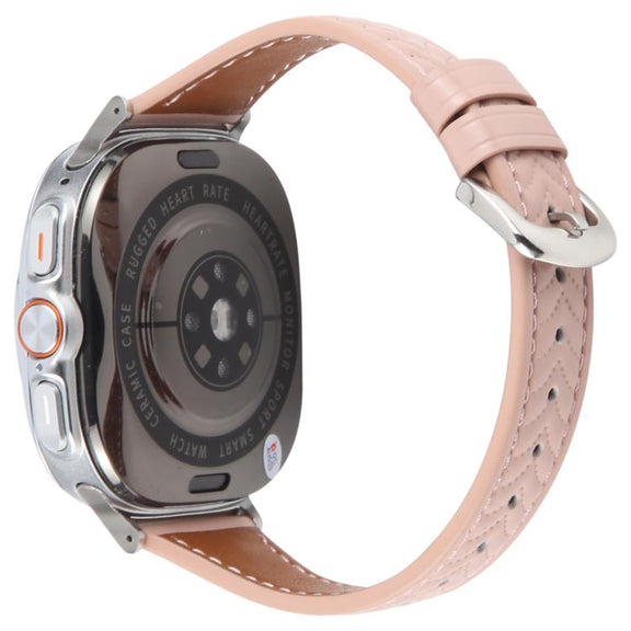 For Samsung Galaxy Watch Ultra 47mm Metal Connector Heart-Shaped Embossed Leather Watch Band(Pink)
