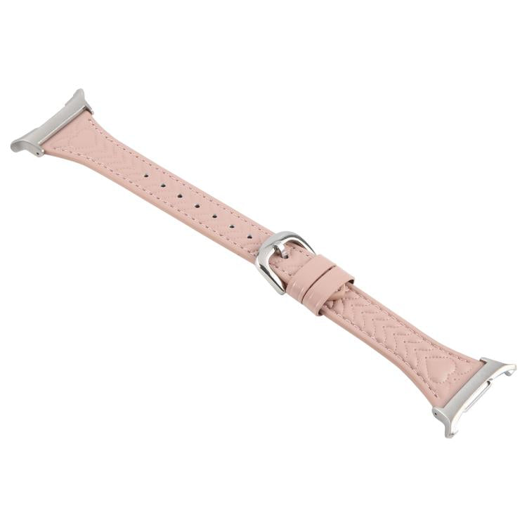 For Samsung Galaxy Watch Ultra 47mm Metal Connector Heart-Shaped Embossed Leather Watch Band(Pink)