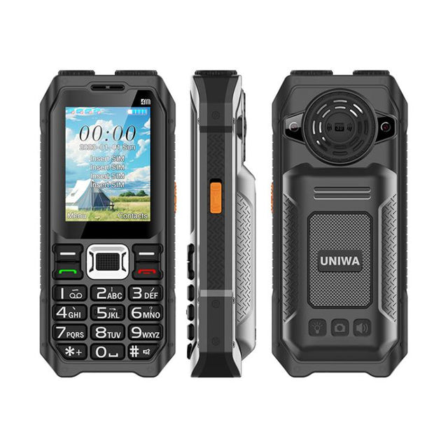 UNIWA M6000 Big Speaker Keypad Phone, 2.4 inch, Dual Flashlights, 21 Keys, SOS, FM, 4 SIM, GSM, Plug:EU Plug(Black)