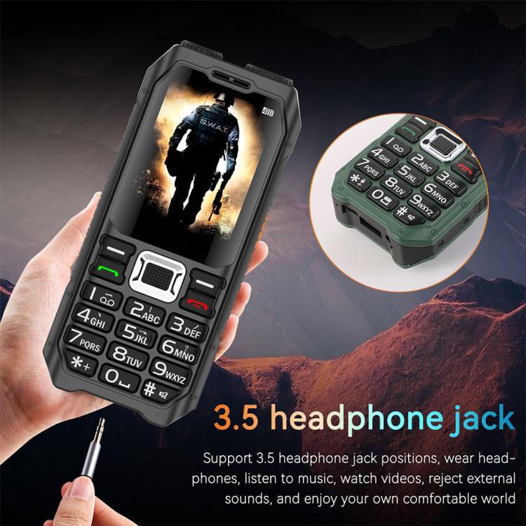 UNIWA M6000 Big Speaker Keypad Phone, 2.4 inch, Dual Flashlights, 21 Keys, SOS, FM, 4 SIM, GSM, Plug:EU Plug(Black)