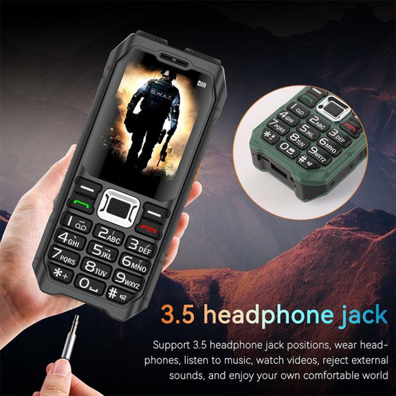 UNIWA M6000 Big Speaker Keypad Phone, 2.4 inch, Dual Flashlights, 21 Keys, SOS, FM, 4 SIM, GSM, Plug:US Plug(Black)